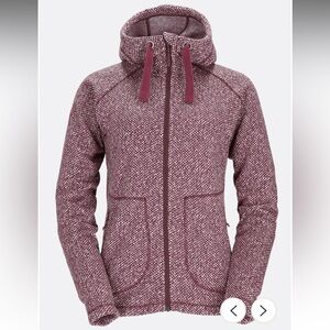 Rab Amy Hoody Jacket Womens Small Full Zip Burgundy Pockets Fleece Lined Chunky‎